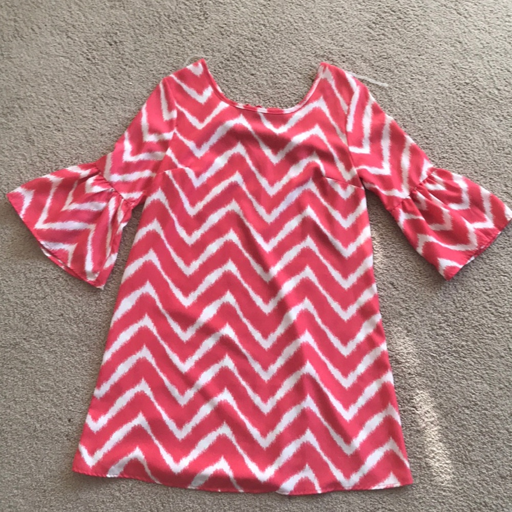 Adorable Coral/Pink/White Shift Dress